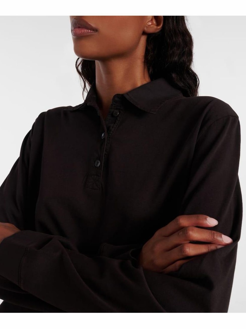 LESET Dark Brown Long-Sleeve Polo Top - Picture 5 of 5